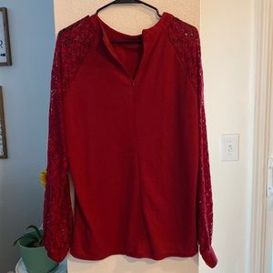 Long-sleeve, cutout, zip, dress blouse.